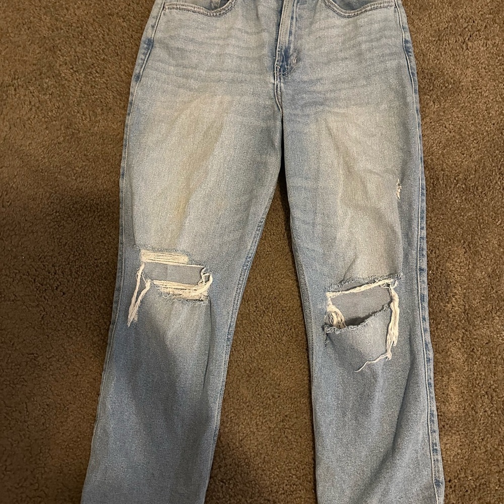 Hollister Blue Boyfriend Jeans Distressed Style